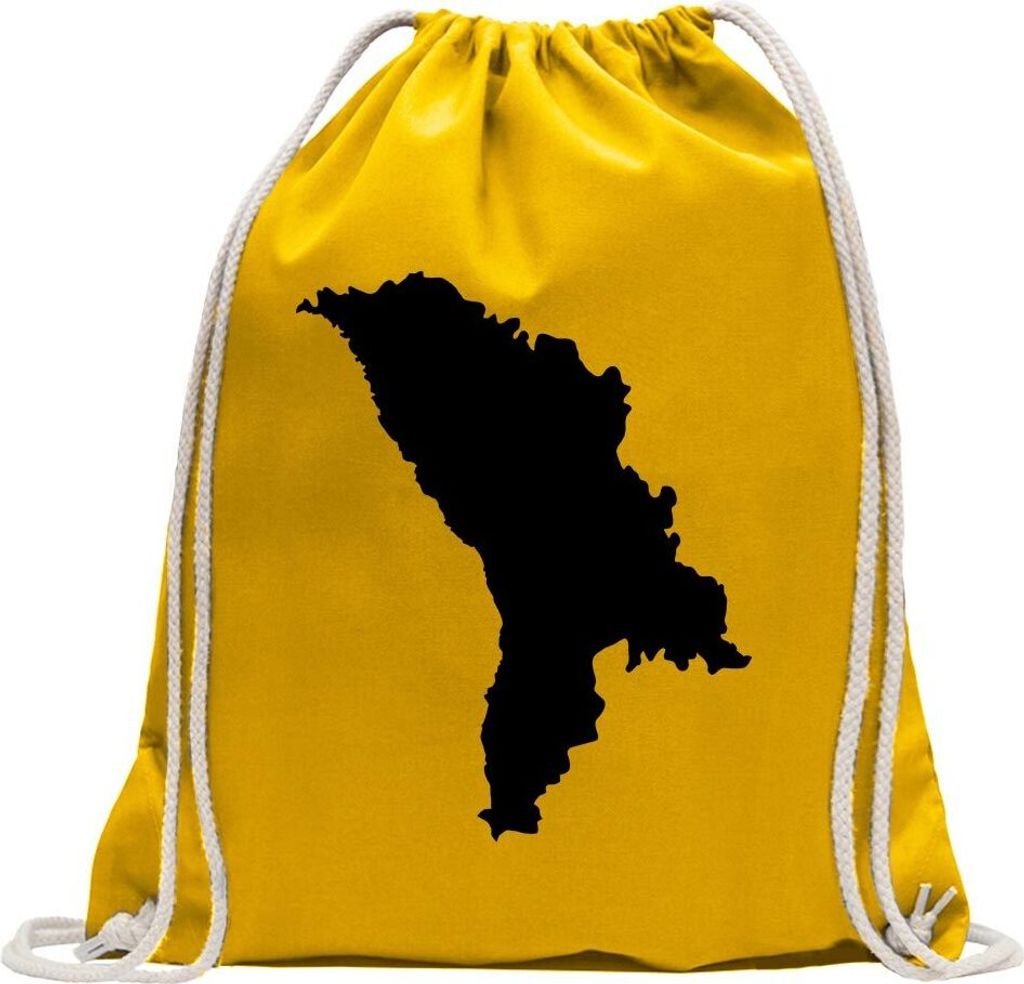 Kiwistar - Turnbeutel - gelb - Moldawien Umriss Kontur - Fun Rucksack Sport Beutel Gymsack Baumwolle mit Ziehgurt