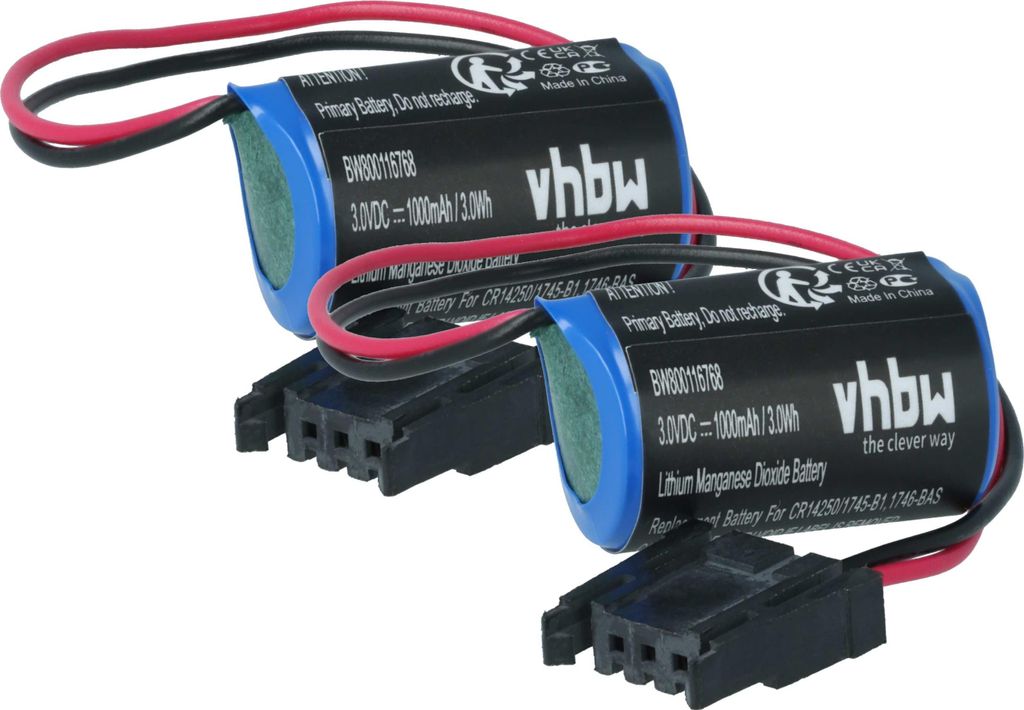 vhbw 2x Akku Ersatz für Allen Bradley 1770-HMA, 1769-BA2, 1770-XR, 1770-XO, 1770-XY, 1770-XYB, 1769-BA für Steuereinheit (1000 mAh, 3 V, Li-MnO2)