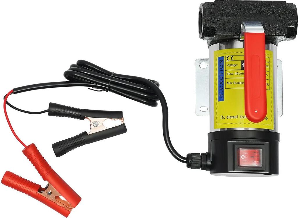 Diesel-Transferpumpe - Kraftstoffpumpe 12V - 175 W - 45 L/min - Selbstansaugend - Automatik-Zapfpistole - 7 m Förderhöhe - Schwarz