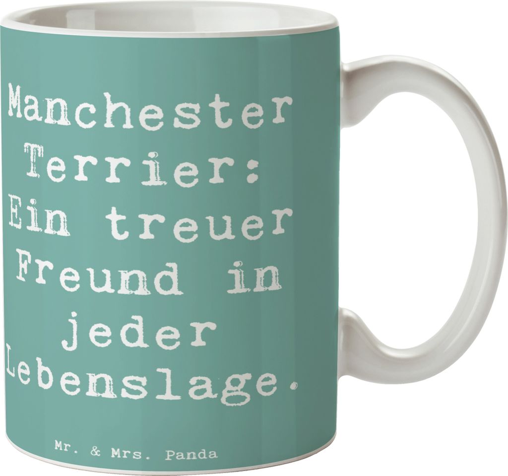 Mr. & Mrs. Panda Kaffeebecher Spruch Manchester Terrier Freundschaft - Meeresbrise - Geschenk, Pott, Geschenktasse, freundlicher Hund, Hausbegleite...