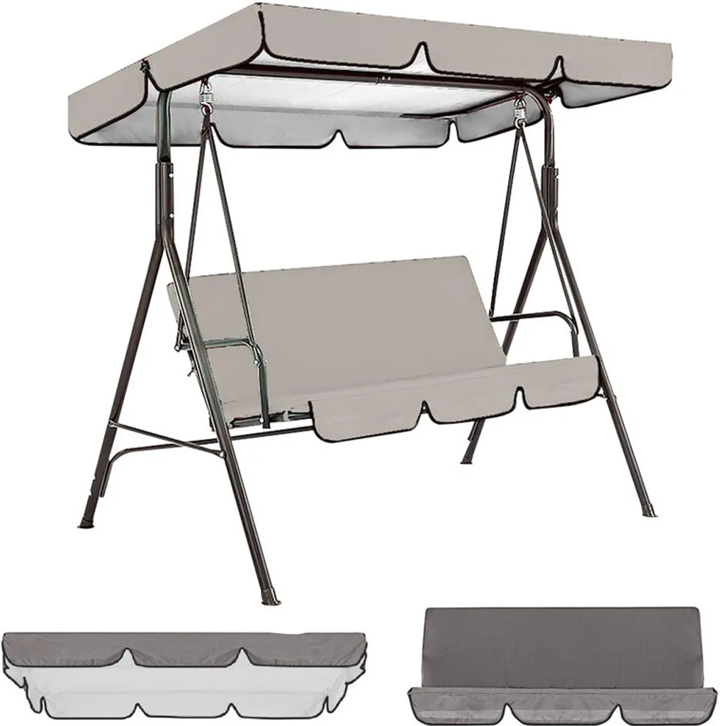 Toit balançoire hollywoodienne Gris 190x132x15cm Anti-UV et Anti-Pluie