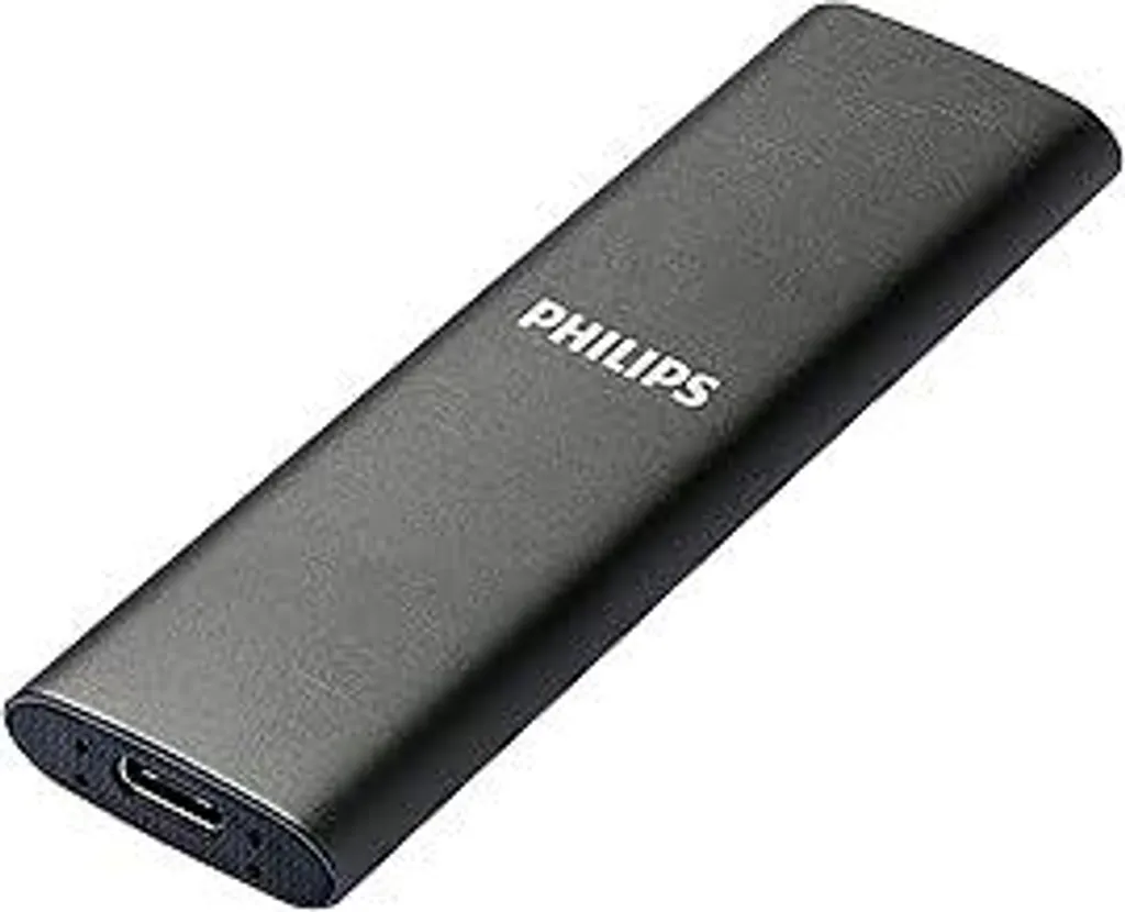 Mini SSD Philips 250GB USB-C | Ultra Sottile 540MB/s per Università e Lavoro