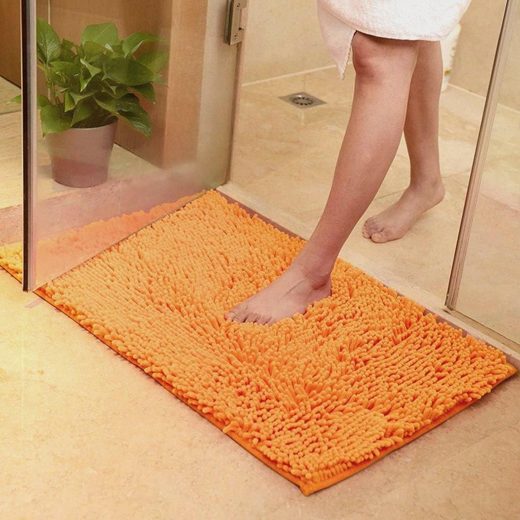 Orange Fall Plüsch-Chenille-Badteppich, 78,7 x 160 cm, extra weich und saugfähig, Mikrofaser, rutschfester Läufer, Teppich für Badewanne, Badez...