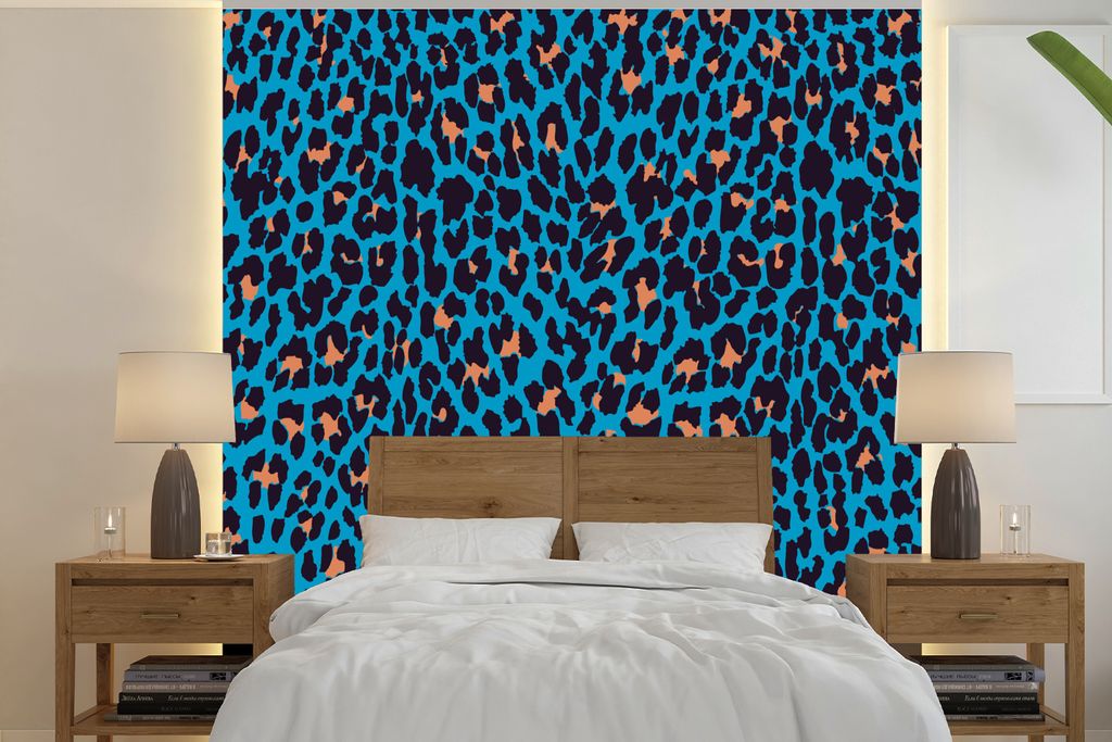 MuchoWow Fototapete für Wohnzimmer oder Schlafzimmer Wandtapete Vinyl Motivtapete Pantherdruck - Tier - Design - 300x300 cm - Wanddekoration