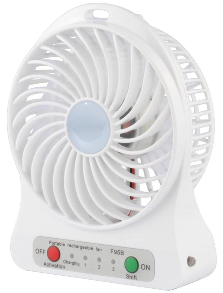 Tragbarer USB-Ventilator mit Akku und Taschenlampe, leiser Produktbild 