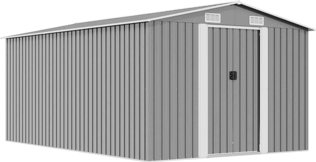 vidaXL Szopa ogrodowa 257x392x181 cm metalowa szara Zdjęcie produktu 