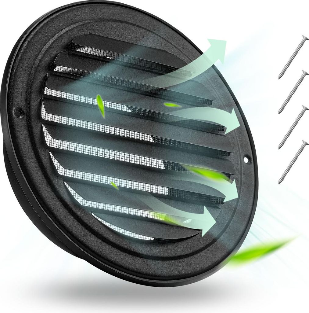 VEVOR Lüftungsgitter Edelstahl φ 208 x 68 mm, Abluftgitter mit Lamellen, Außengitter mit Insektenschutz, Wetterschutzgitter für Haus, Badezimme...