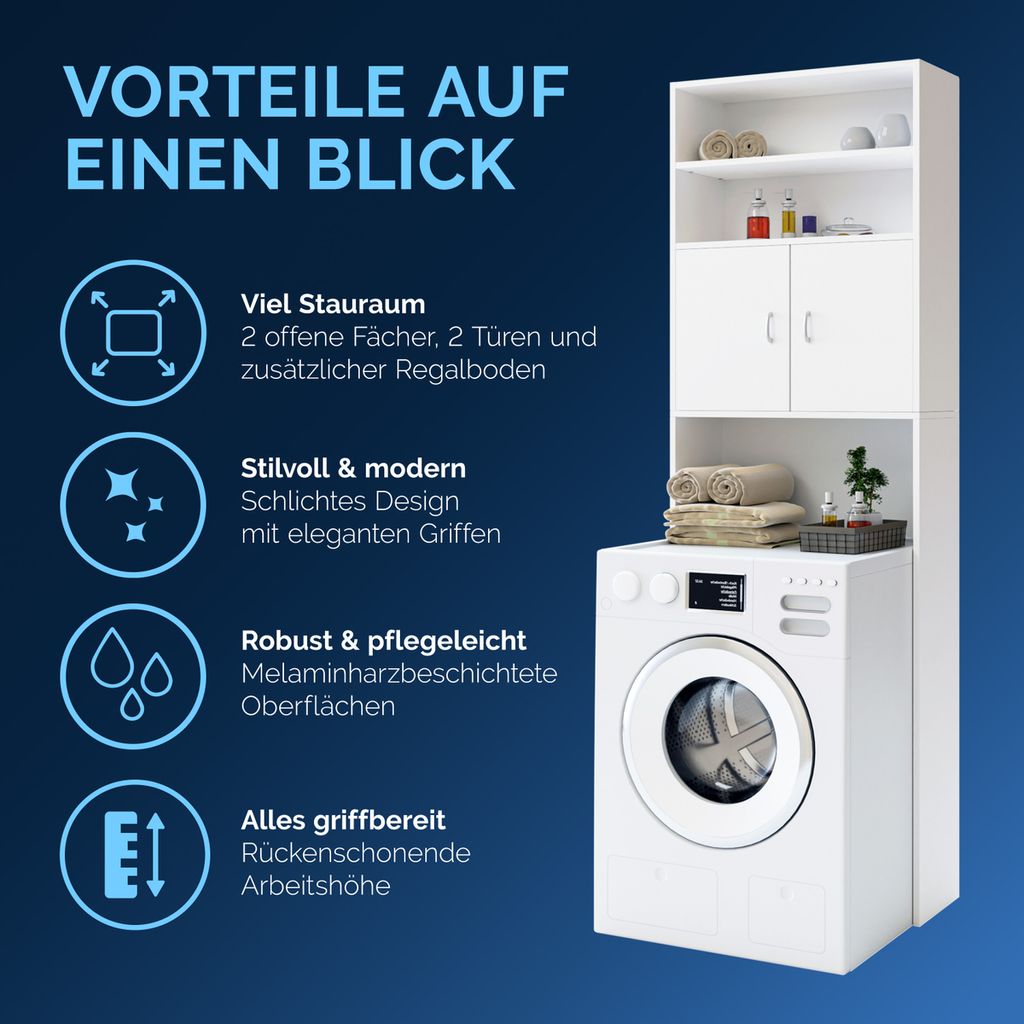 Gecheer Waschmaschinenschrank Badschrank Badezimmerschrank Toilettenregal Hochschrank Badregal Waschmaschine Überbau Bad Schrank Badmöbel, Räuchereiche 71x71,5x91,5 Cm