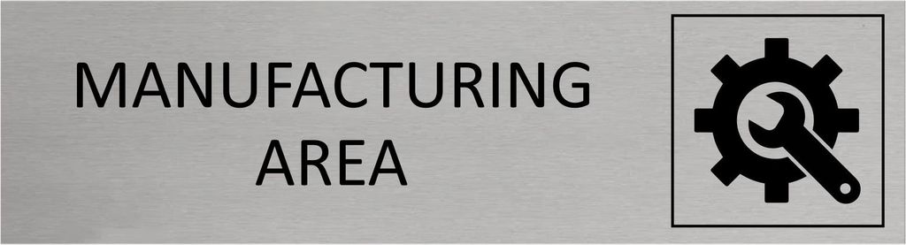 CombiCraft Aluminium Türschild Manufacturing Area 165x45mm mit 3M-Tape zur Befestigung, einfache Kennzeichnung von Räumen und Bereichen