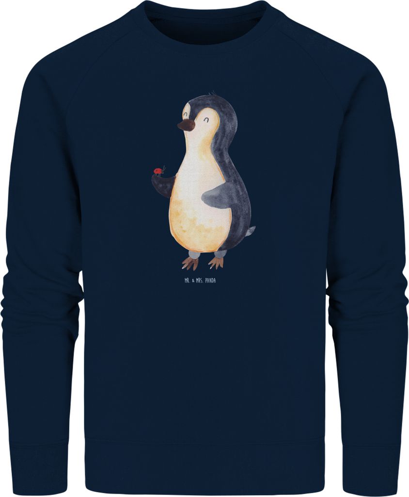 Mr. & Mrs. Panda Baumwoll Sweatshirt Pinguin Marienkäfer Größe XS - French Navy - Geschenk, Bio Pullover, Pulli, Aufmerksam, Sweater, Glück, Kl...