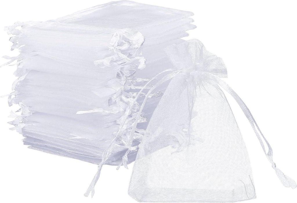 120 x Organzové vrecúška biele na šperky a darčeky - 7 x 9 Obrázok produktu 