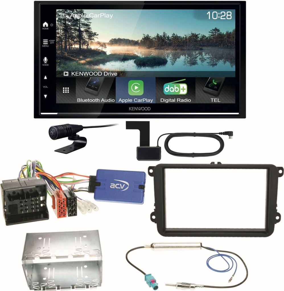 Kenwood DMX7722DABS Android Auto CarPlay Einbauset für Beetle Jetta Sharan T5