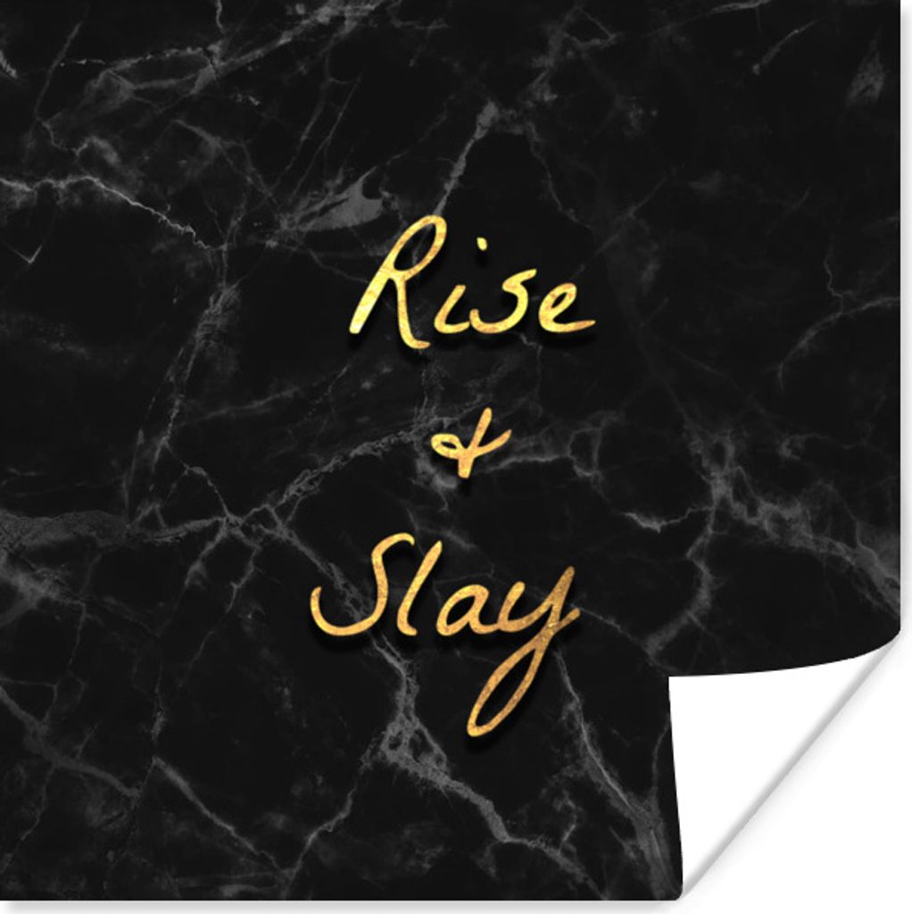 MuchoWow Poster Zitate - Sprichwörter - Gold - Marmor 75x75 cm - Wand Dekoration