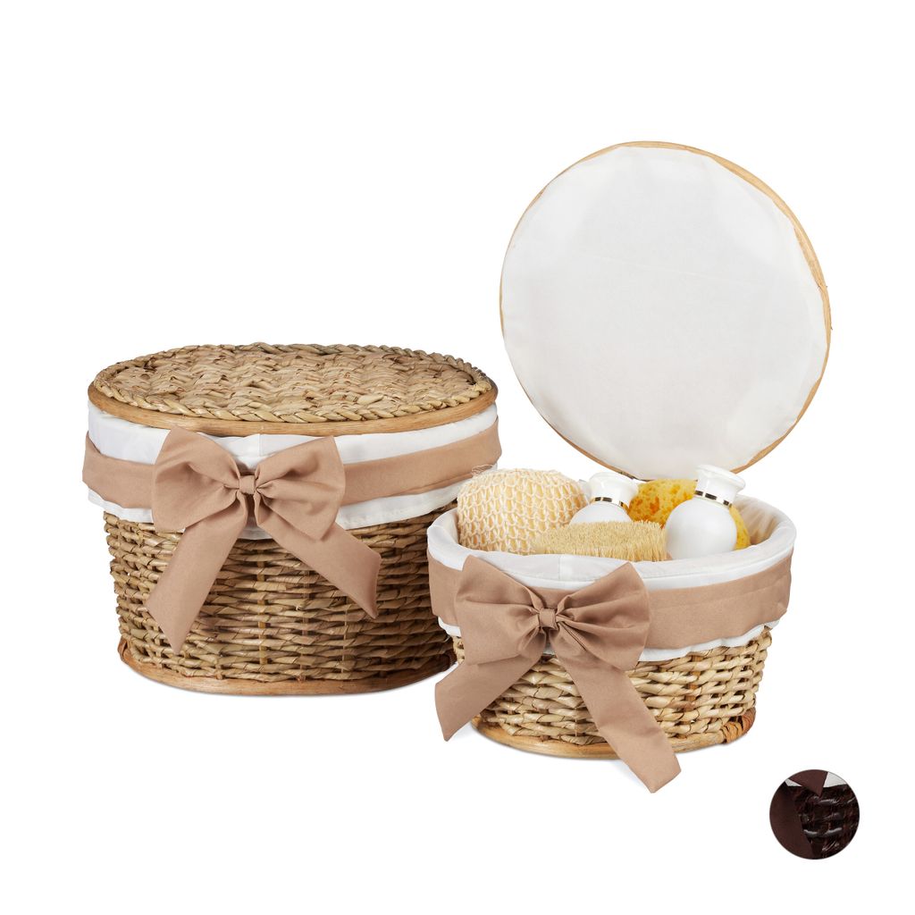 Relaxdays Badkörbchen 2er Set, Aufbewahrung, Korbset mit Produktbild 