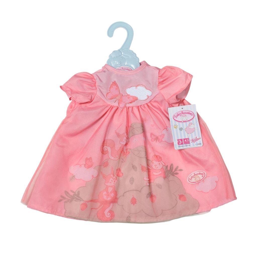 Baby Annabell Kleid Eichhörnchen 43cm - Puppenkleid mit Tierprint + Kleiderbügel