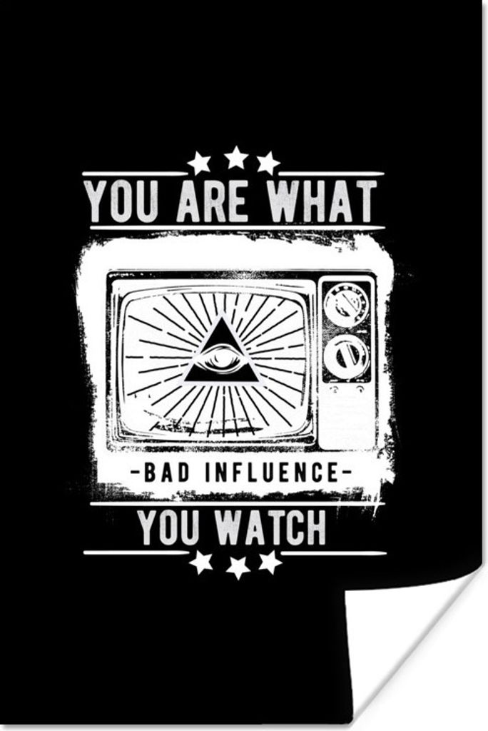 MuchoWow Poster Zitat "Du bist, was du siehst" auf schwarzem Hintergrund 60x90 cm - Wanddekoration