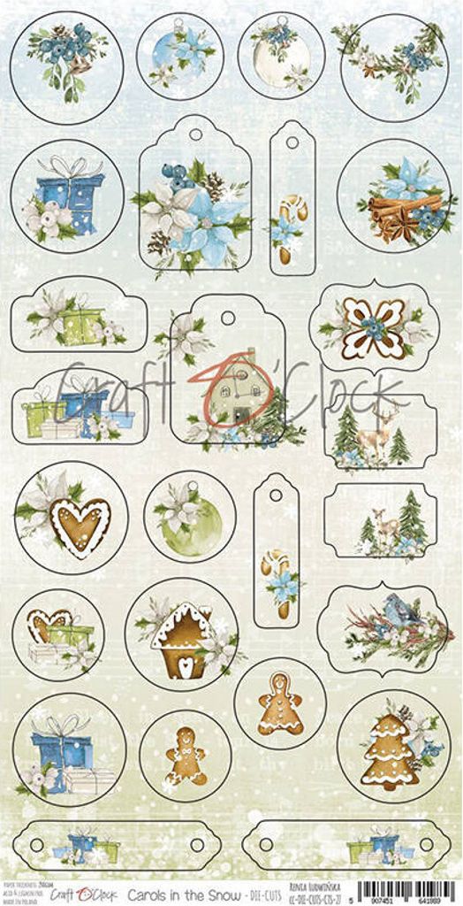 Die Cuts Stanzteile Scrapbooking Tagebuch Label 250g, Carols in the Snow