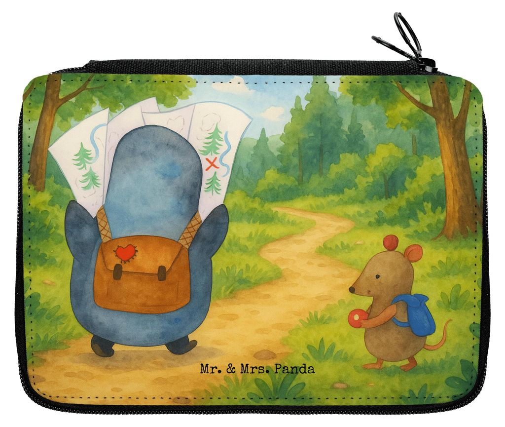 Mr. & Mrs. Panda Federtasche Pinguin & Maus Wanderer Design - Weiß - Geschenk, Wandern, Etui, für Stifte, Pinguine, Abenteuer, Schreibmappe, Blei...