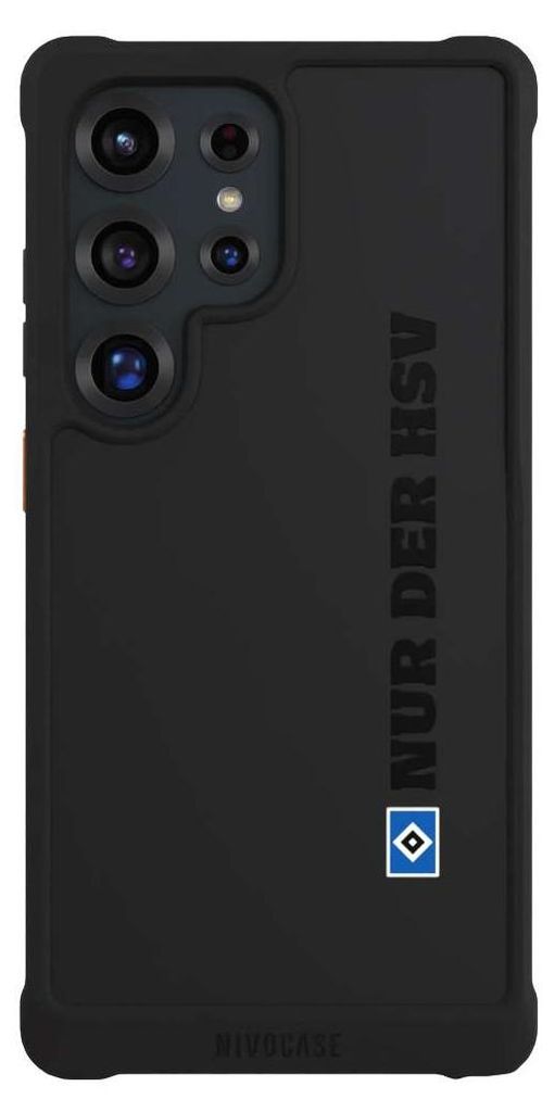 NIVOCASE Hülle für Samsung Galaxy S25 Ultra Stoßfeste Handyhülle NIVOmax Case Schwarz HSV Hamburger SV transparent