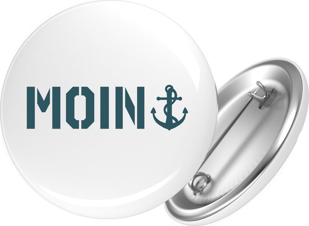 Huuraa Button Moin Anker 25mm rund mit Sicherheitsnadel Ansteckbutton Geschenkidee