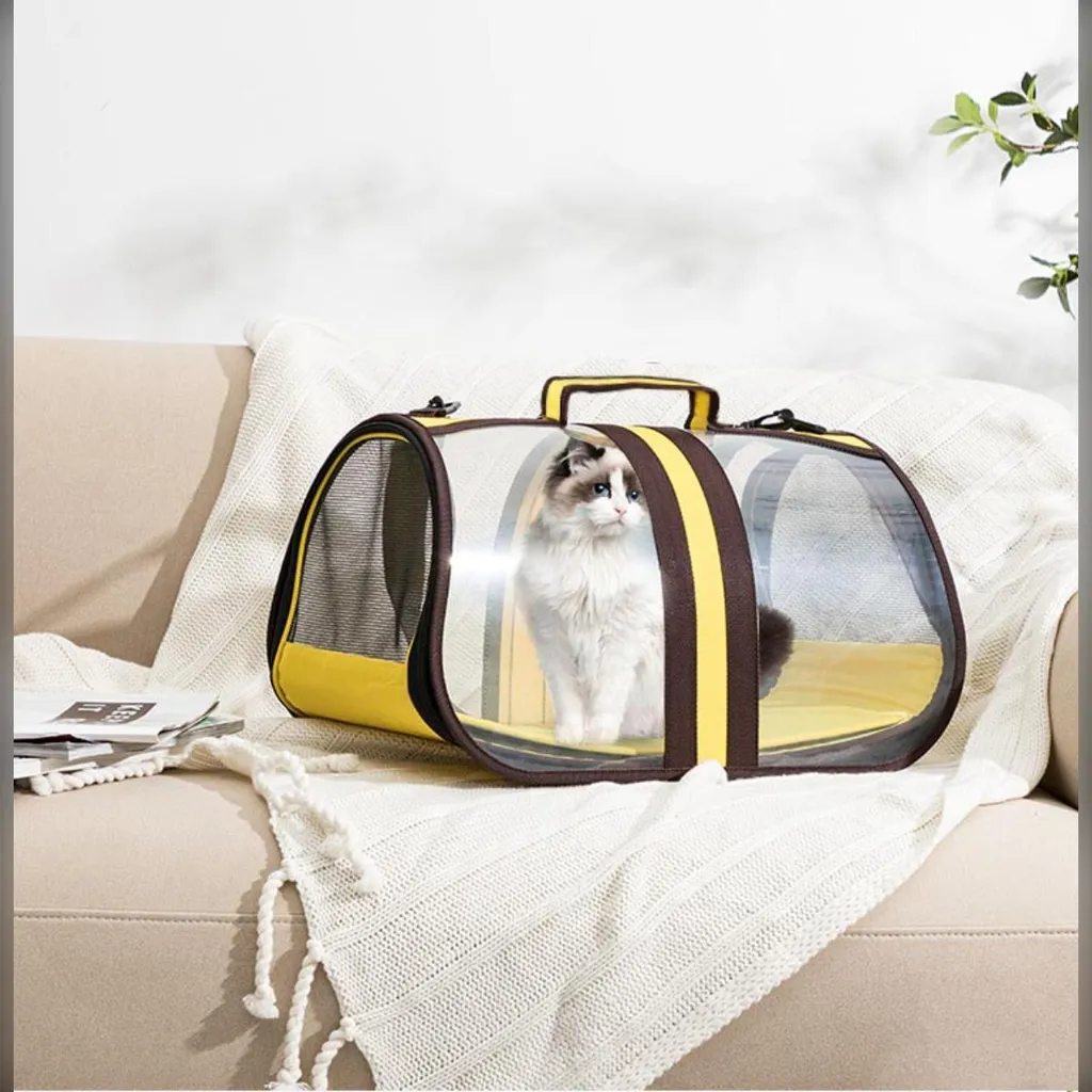 Sac de Transport Rose Respirant avec Capsule Transparente Animaux - 4