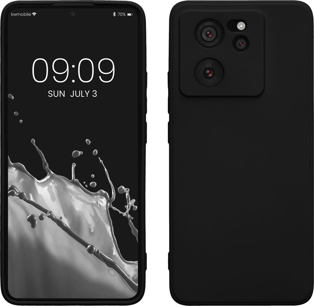 kwmobile Slim Case kompatibel mit Xiaomi 13T / 13T Pro Hülle - Handyhülle aus Silikon in Schwarz