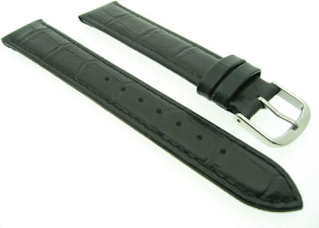 Ricambio Cinturino Rece 14mm Nero Opaco Croco: Pelle Vitello Premium