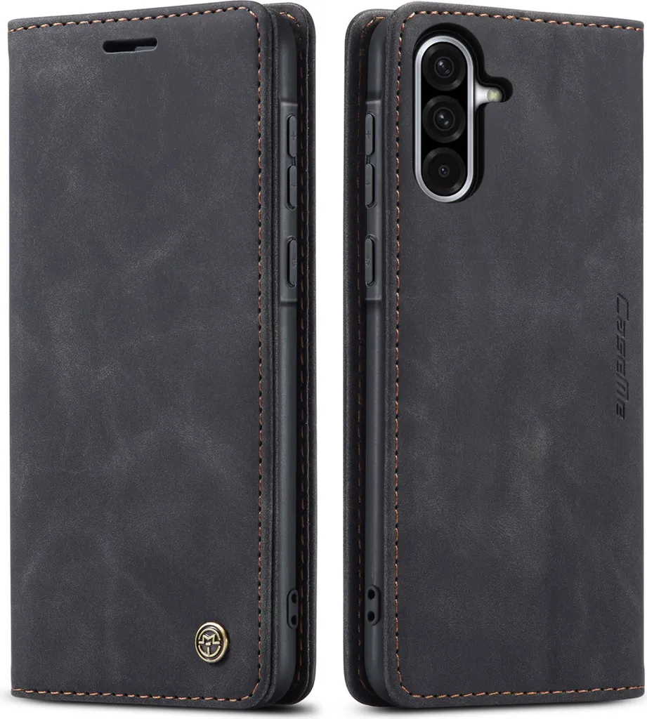 Custodia Samsung Galaxy A56 Nero - Cover Retrò in Finto Cuoio Premium - 8