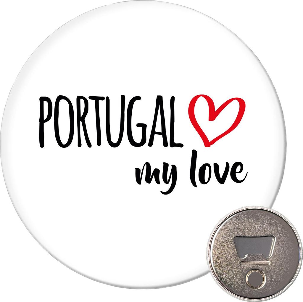 Huuraa Magnet Portugal my love 59mm Kühlschrankmagnet rund Flaschenöffner Geschenkidee