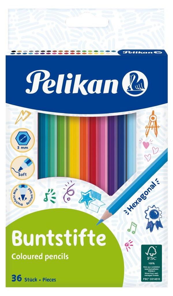 Pelikan Buntstifte Standard sechseckig 36er Kartonetui