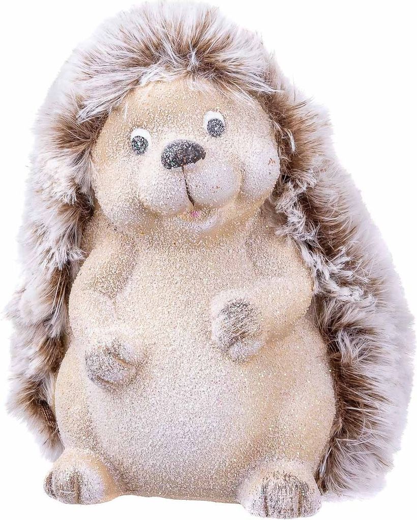 Cepewa Keramik Igel mit Fell Dekofigur ca. 19 cm Hand Produktbild 