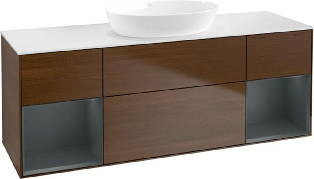 V&B Waschtischunterschrank Finion 160cm, Pl wh. m, Reg md m Lac, wal ven