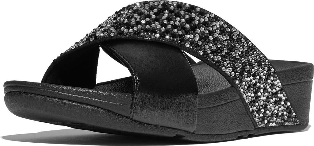 FITFLOP FitFlop Lulu Crystal-Mix Metallic Cross Slides SCHWARZ 41