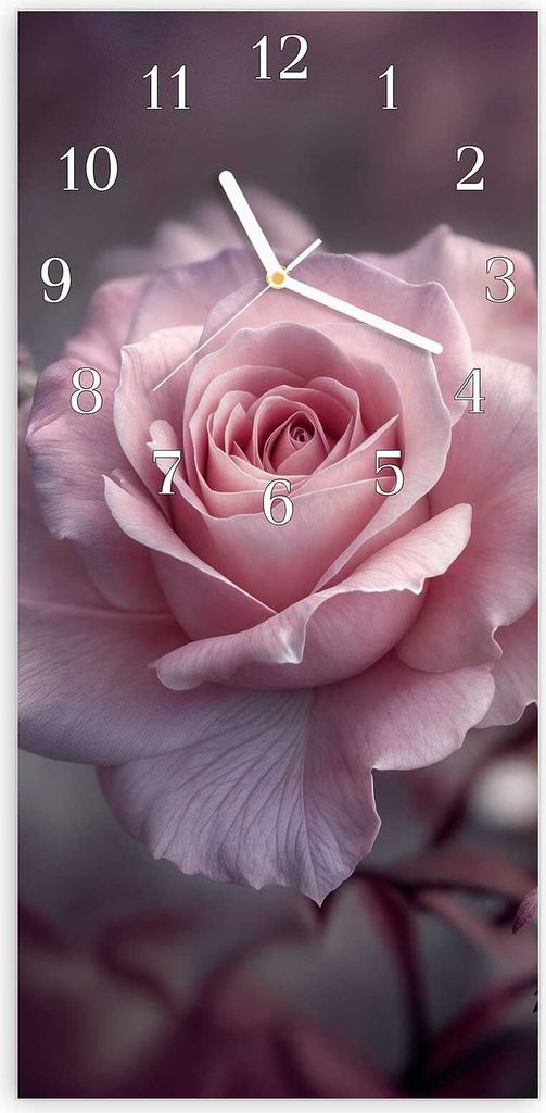Wanduhr aus Glas mit Motiv Romantische Rosen- 30 x 60 cm - inkl. Aufhängesystem