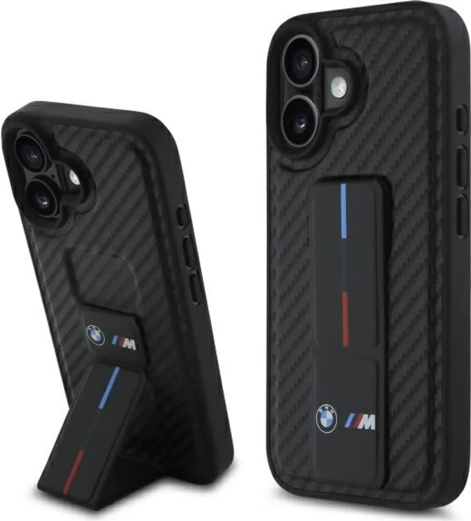 Custodia Rigida BMW iPhone 16 Nero | M Grip Smooth & Carbon