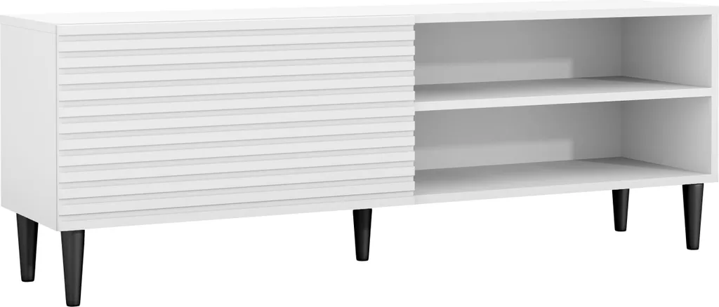 Meuble TV blanc QUINLAN - Solution gain de place et rangement salon