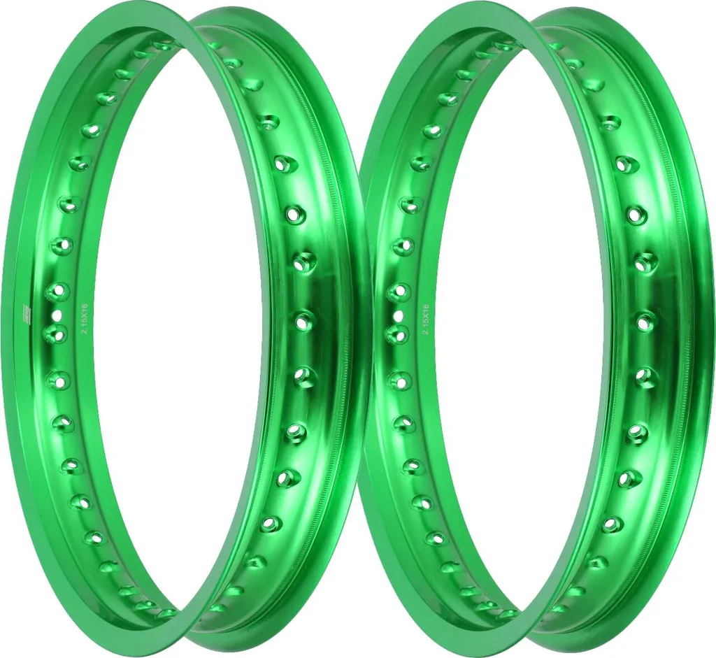 2 Jantes Alu 2.15 x 16 Vertes pour Moto MZ ETZ251 TS250 et ETS250