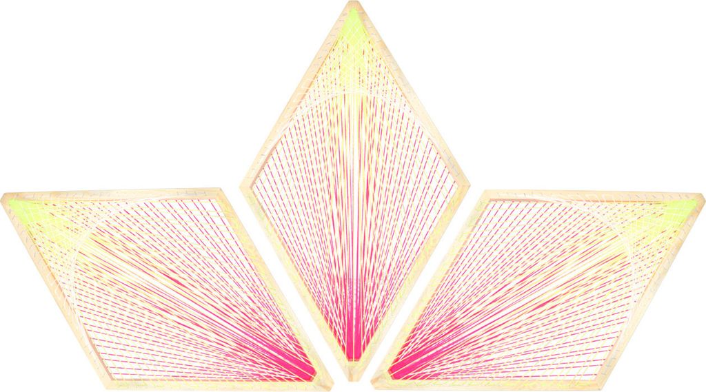 PSYWORK Schwarzlicht 3D StringArt | Raute Neon All-Seeing Eye| 88 x 53cm | 3 Stück | Set | UV aktiv | Fadenkunst Neon Wohndeko Dekoration Partydek...