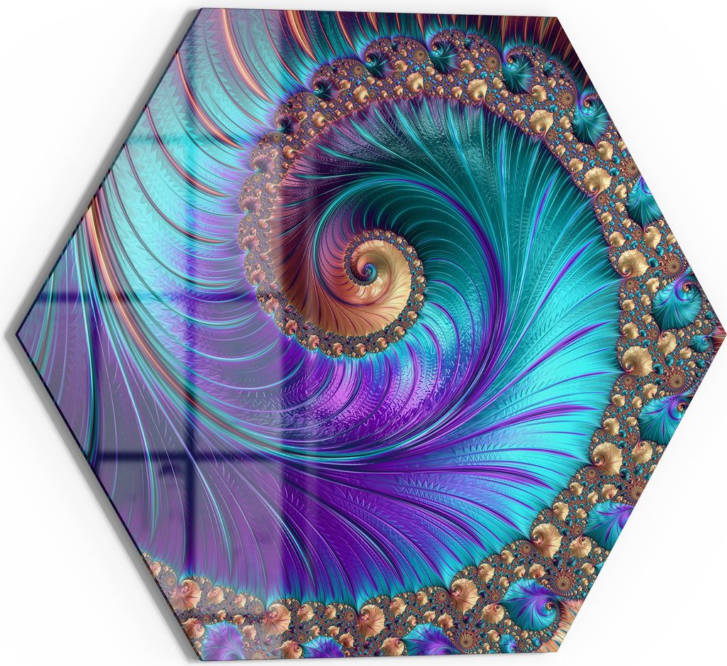 DEQORI Magnettafel Glas 55x48 cm 6-eckig 'Fantasievolle Farbspirale' beschreibbar Whiteboard Küche