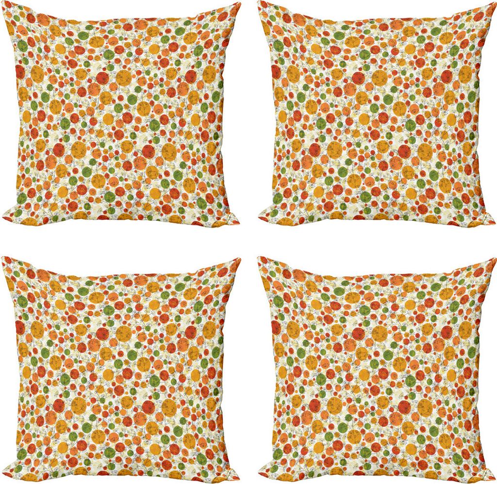 ABAKUHAUS Löwenzahn Kissenbezug Set (4 Stück), Komposition Kreise, Moderner Doppelseitiger Digitaldruck, 40 cm x 40 cm, Mehrfarbig