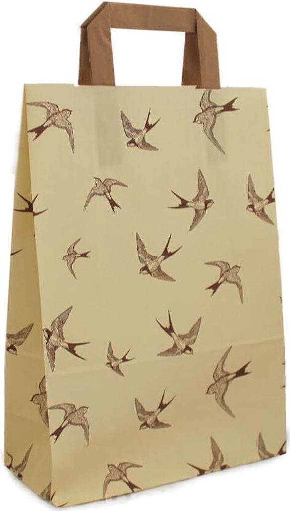 Papiertragetasche "Schwalben", 80g/qm, 22 + 10 x 31 cm, 25 Stück
