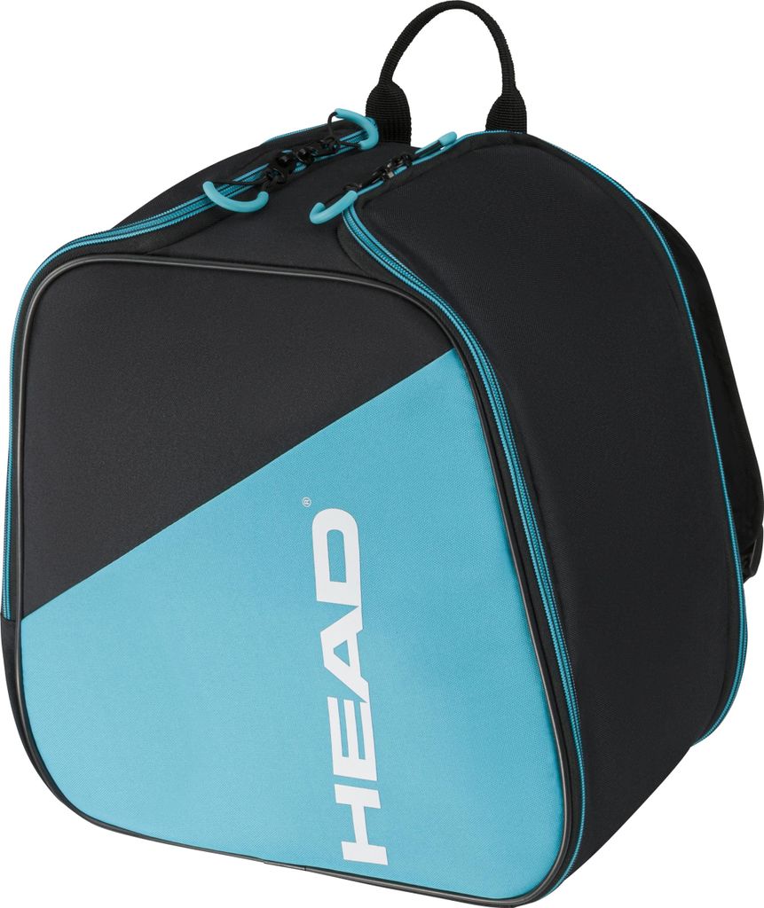 A black and blue HEAD boot backpack.