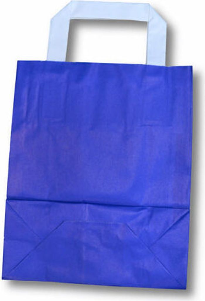 250x Papiertragetaschen aus Kraftpapier 220+100x280mm blau