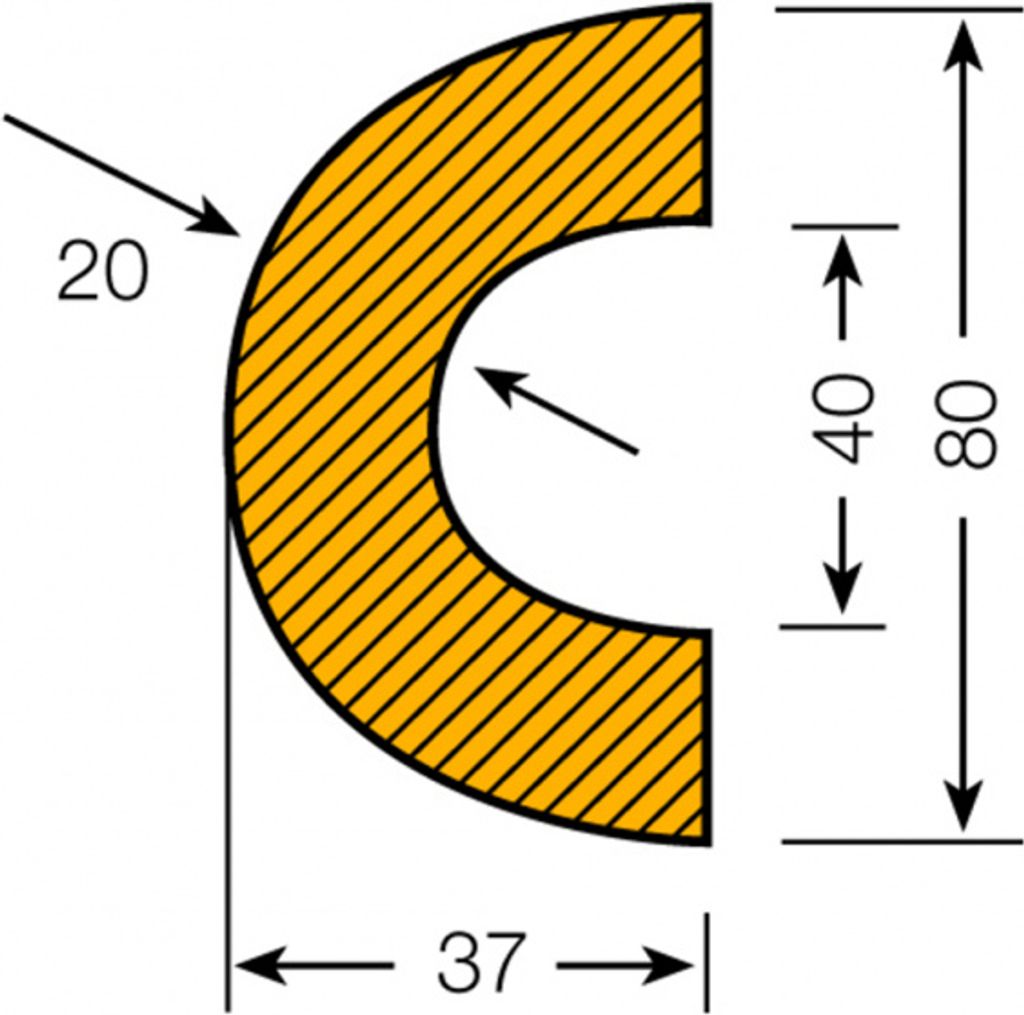 Warn- und Schutzprofil, Rohrschutz, Typ R | 1000x40 mm, 1 Stk