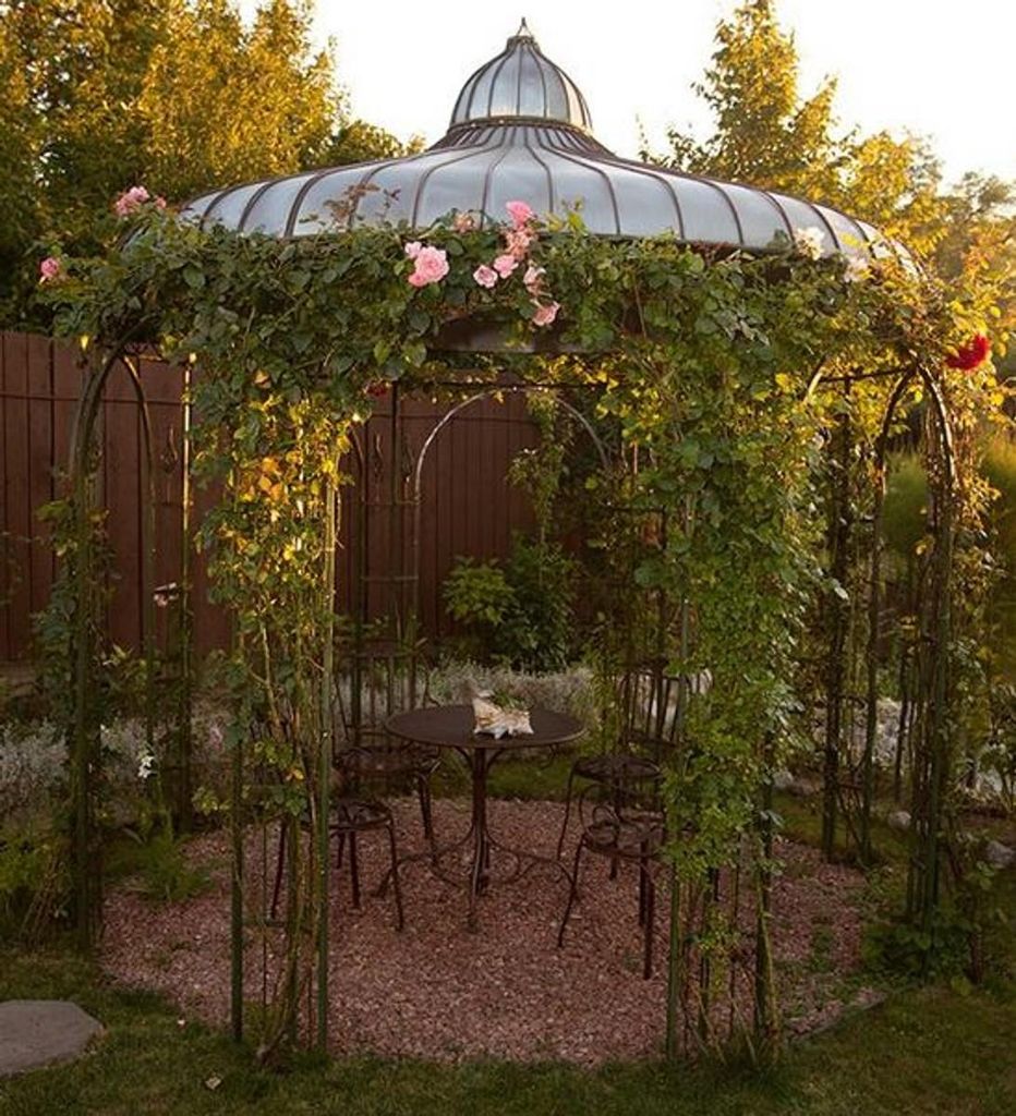 Casa Padrino Gartenpavillon Ø 325 x H. 350 cm, Farbe Vintage-Grün, Pavillon aus Schmiedeeisen mit verzinktem Blechdach, Farbe:vintage grün