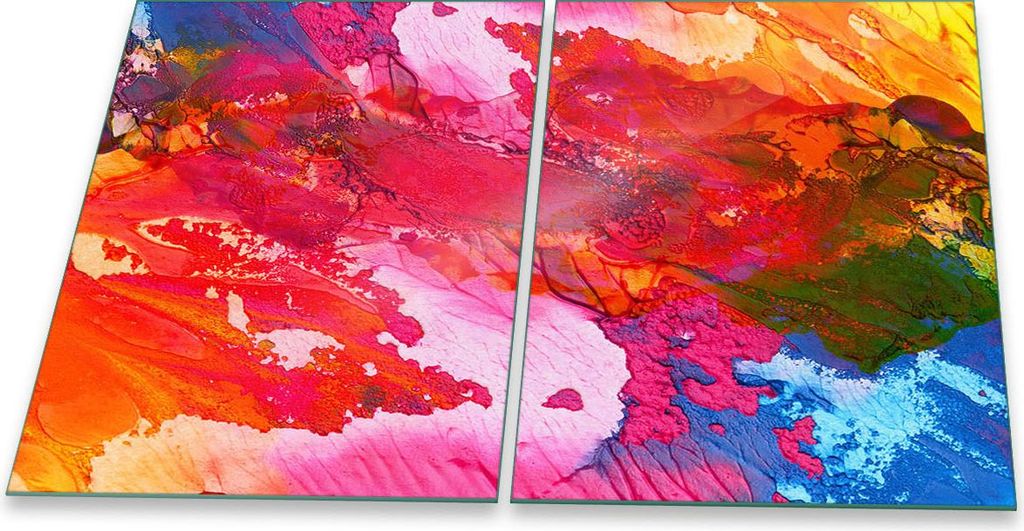 Herdabdeckplatte Glaskeramik 2-Teilig 2x40x52 Abstrakt Pink Abdeckung Spritzschutz