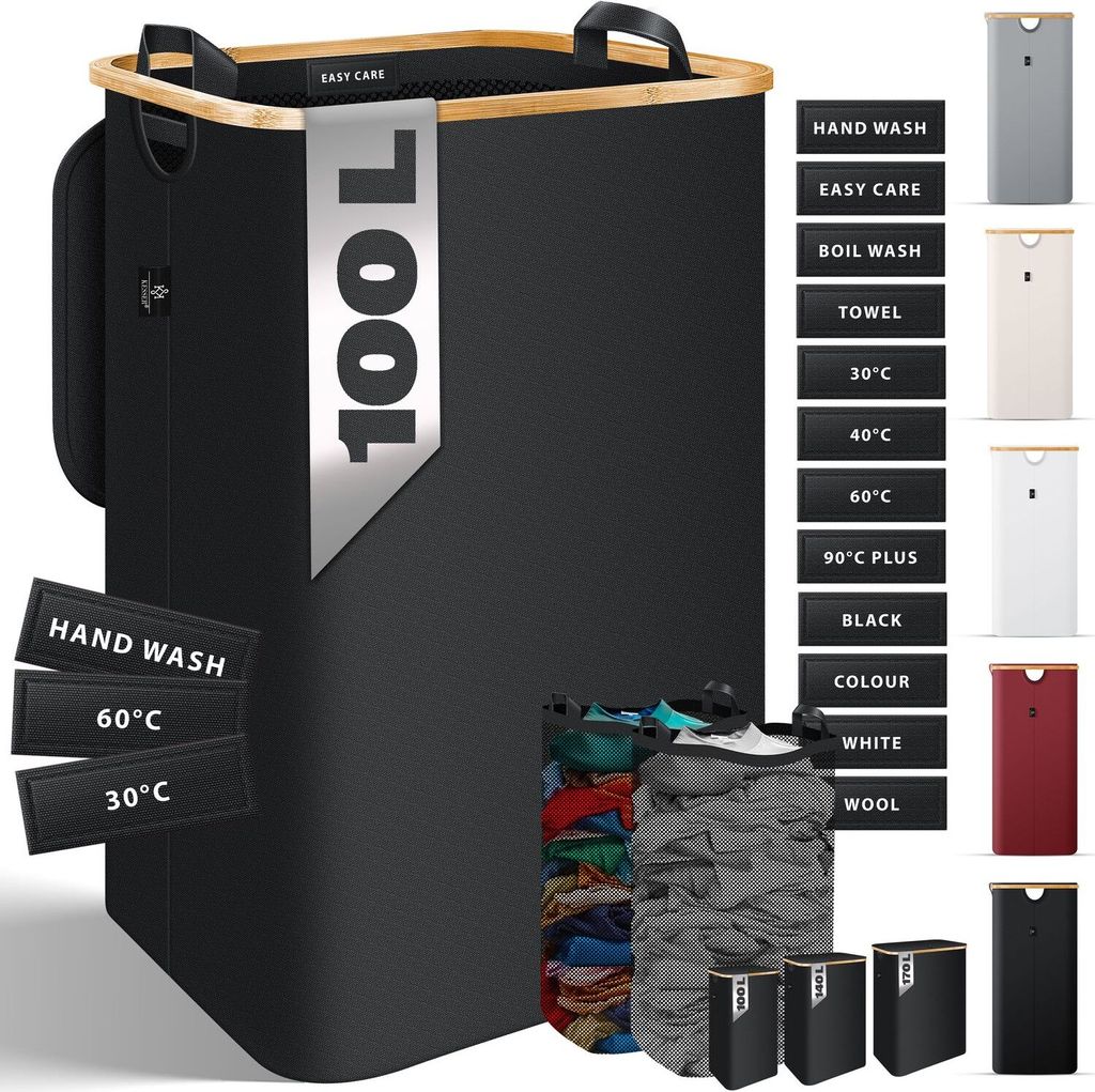 KESSER Wäschekorb mit Deckel faltbar Wäschebox Wäschetruhe Wäschetonne | Wäschesammler mit herausnehmbaren Wäschesäcke | Laundry Baskets W...