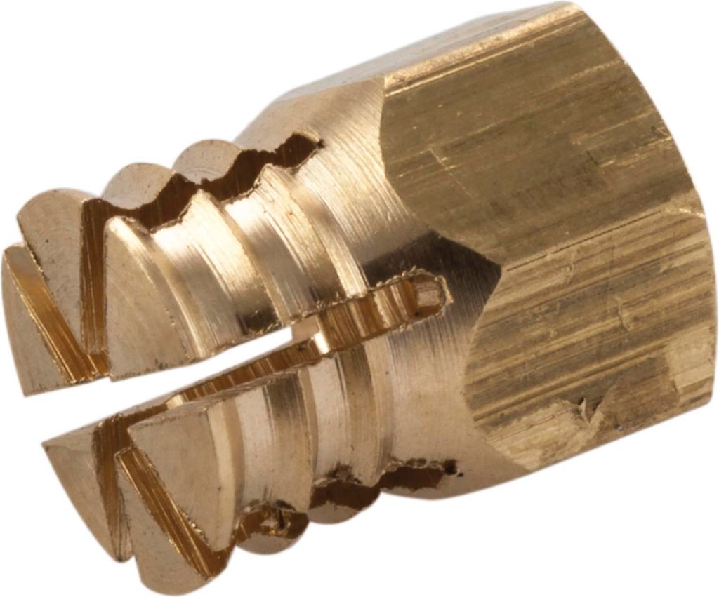 ITALIANA FERRAMENTA Spreizmuffe 6-Kant, M4 Länge 7,5 mm Bohr ø5mm, Messing blank