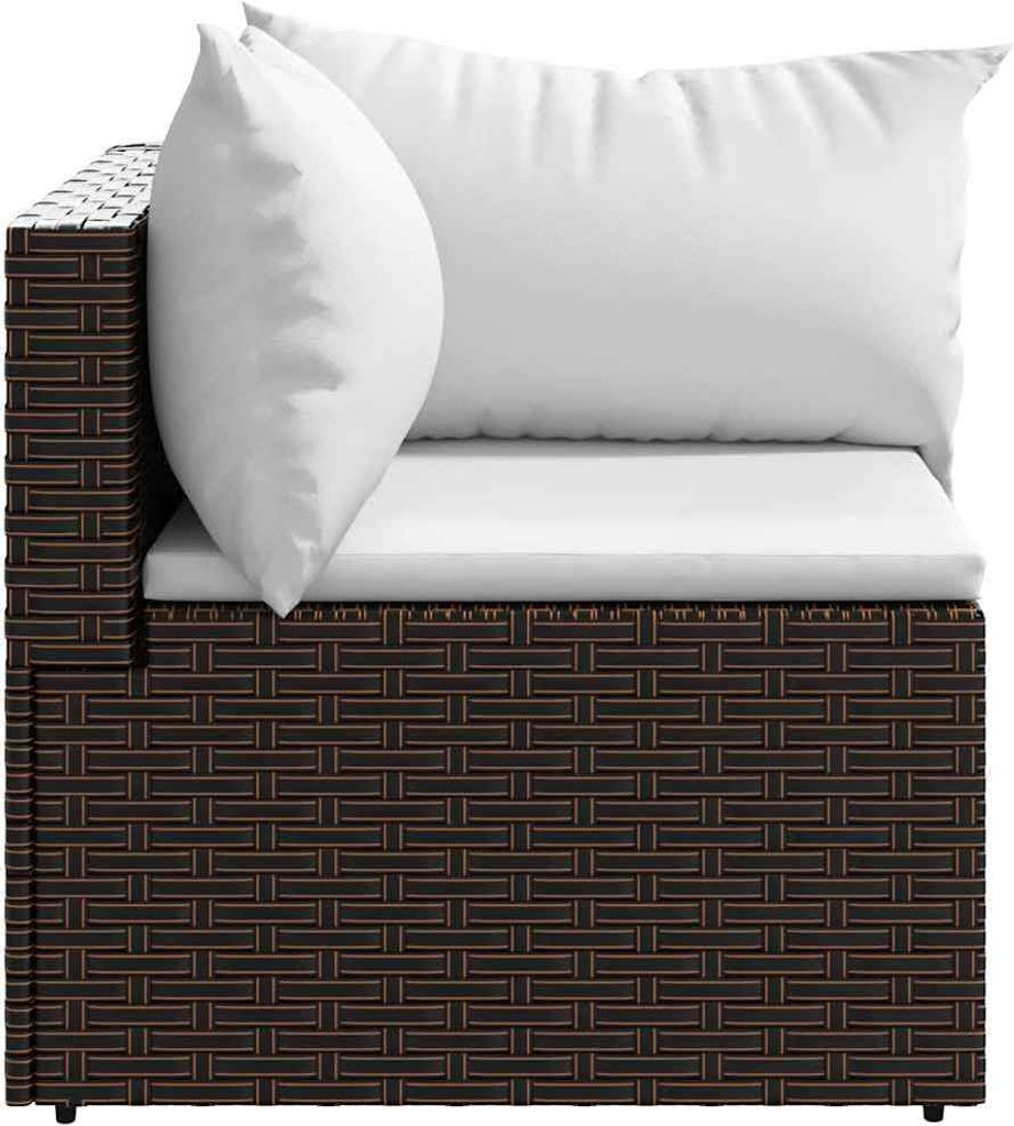 A close-up view of a corner section of a modular outdoor sofa.