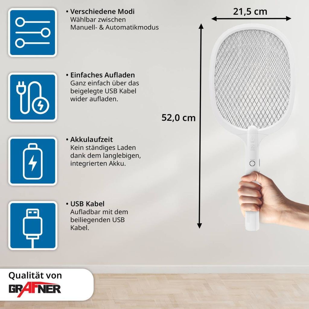Grafner 2 in 1 elektrische Fliegenklatsche extra stark Produktbild 3
